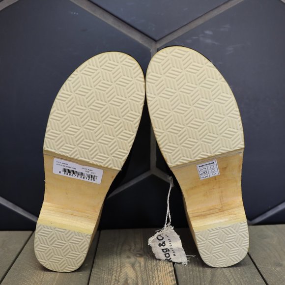 Womens Rag & Co Darcie Black Suede Wooden Clogs Handmade Mule Lotta Swedish Shoe - Picture 7 of 8